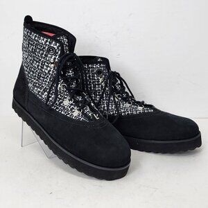 Larroude Vail Boot In Black Tweed and Suede, Women's 8.5